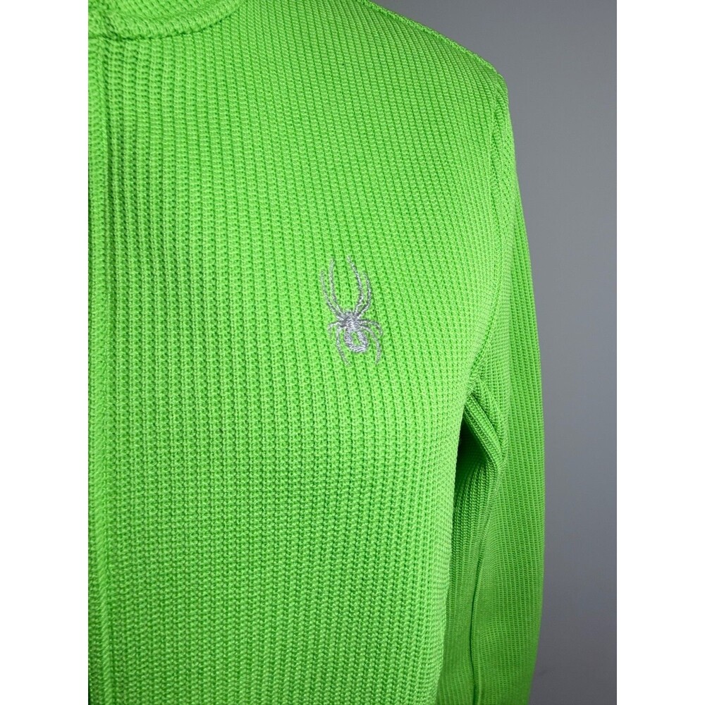 Spyder Women's Core Sweater Active Jacket Neon Lime Green Full Zip Knit Y2K L - Picture 7 of 15